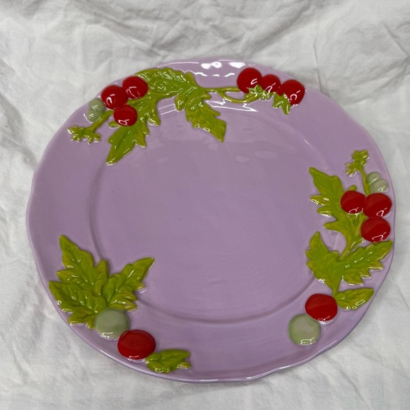 Anthropologie Foster Icon Stoneware Dessert Plate Side Salad in Tomato Lilac - Picture 2 of 4